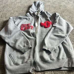 Gently used zip up hooded sweatshirt